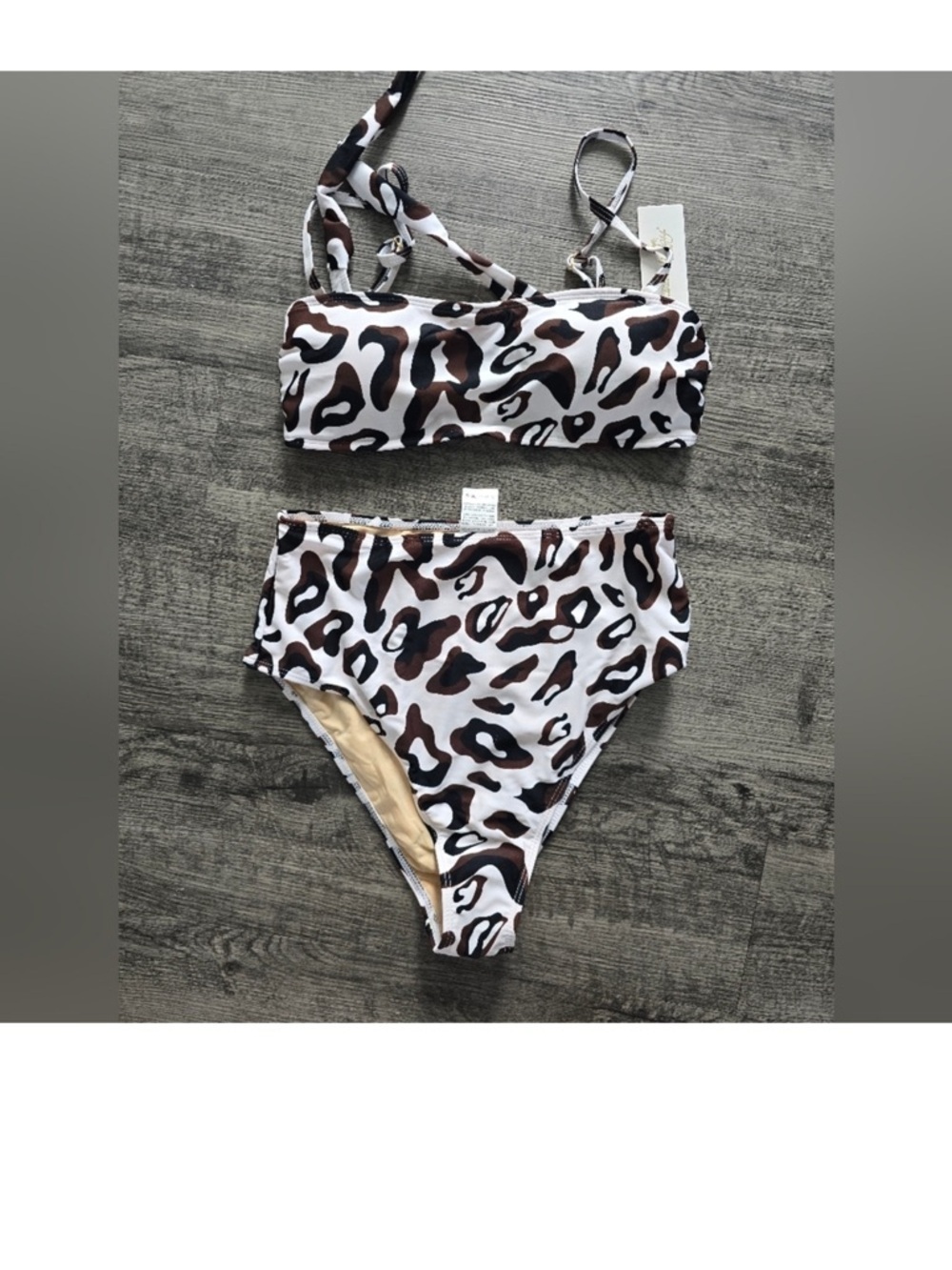 Beach Joy Leopard Print High Waist Bikini Set Size M EUC